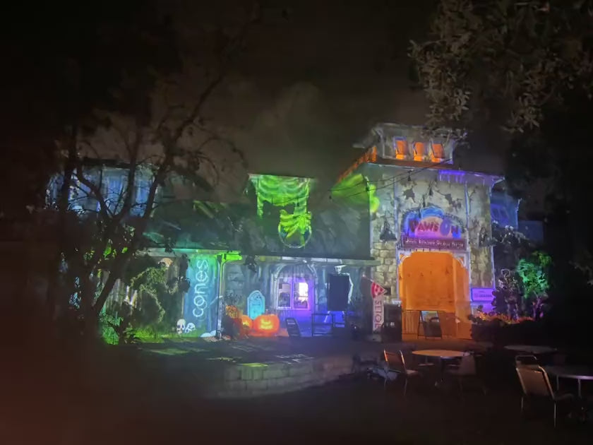 Green glow haunted house projection show