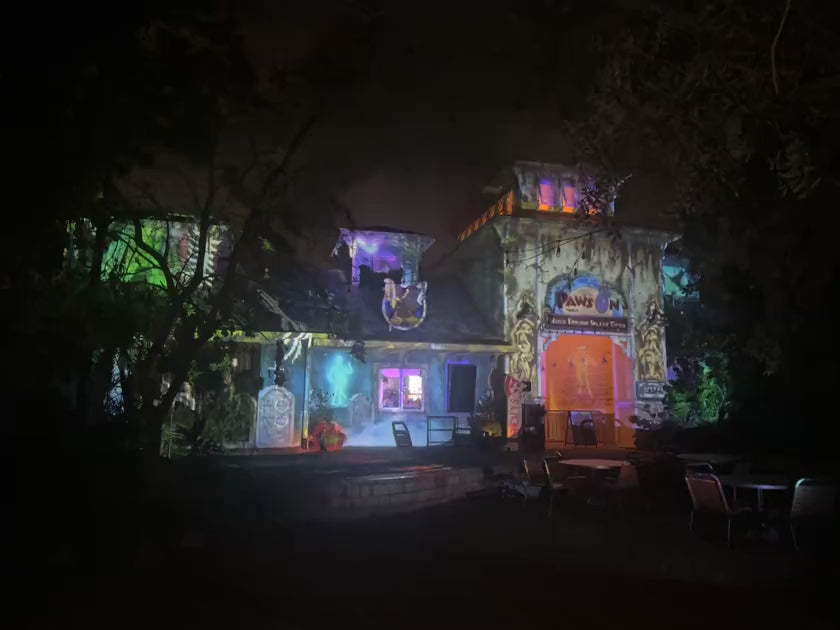 Spooky fog haunted house projection show